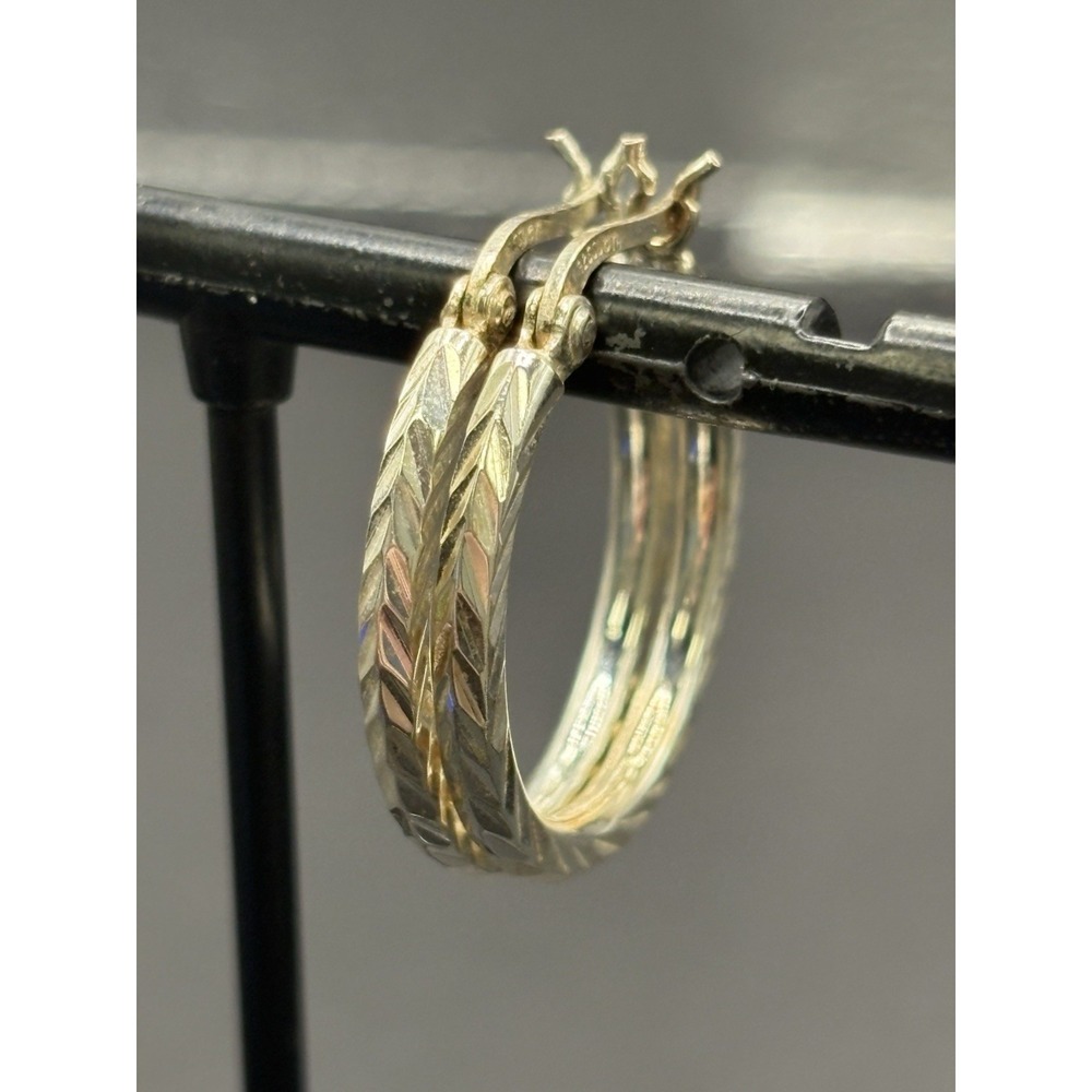 EUC 25MM Textured Sterling Silver Earrings 3.2 Grams H5